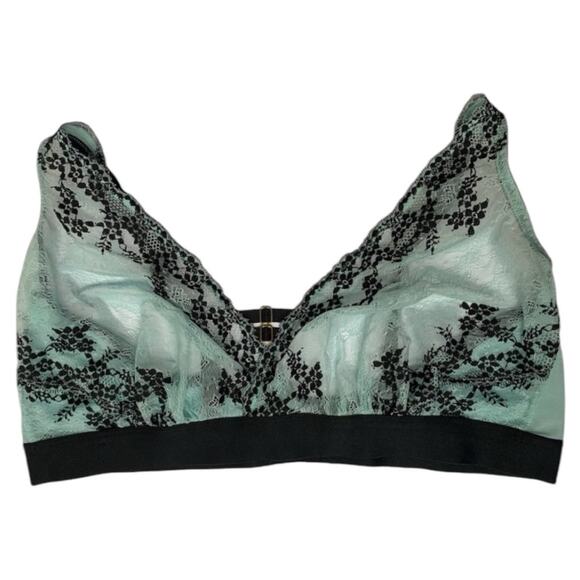 Cacique Unlined Bralette Size 44DD Lace and Mesh Bralette Mint Blue/Green Bra - Picture 1 of 5